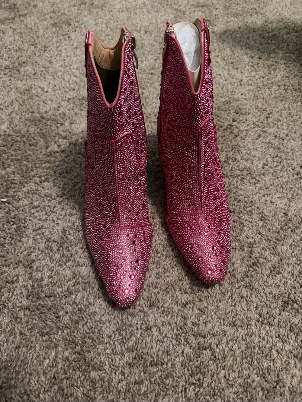 Gozzy Girl Pink Embellished Western Ankle Boots - Women's Fashion Boots - Picture 3 of 4